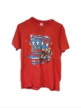 Vintage 1984 80s Louisville National Motocross Motorcycle Tee Shirt Medium Red